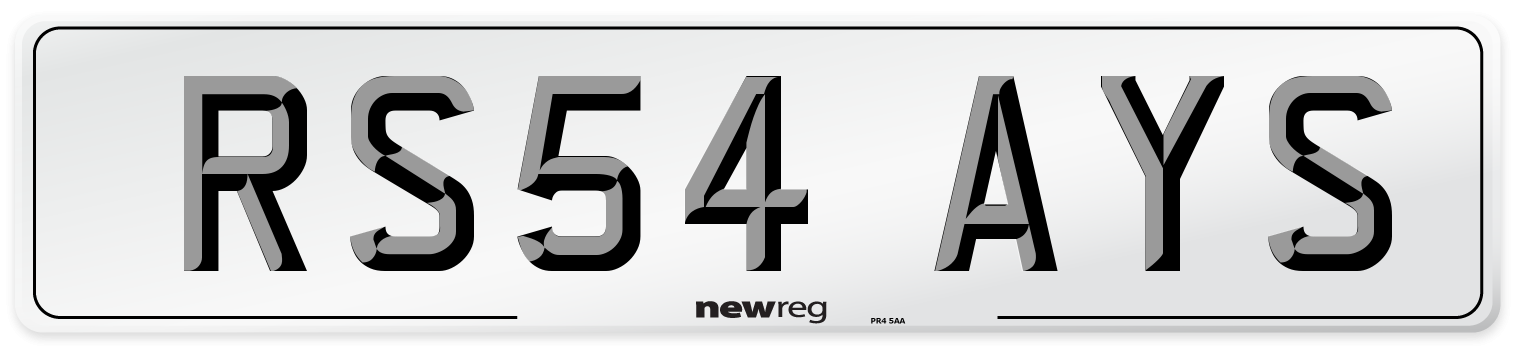 RS54 AYS Number Plate from New Reg